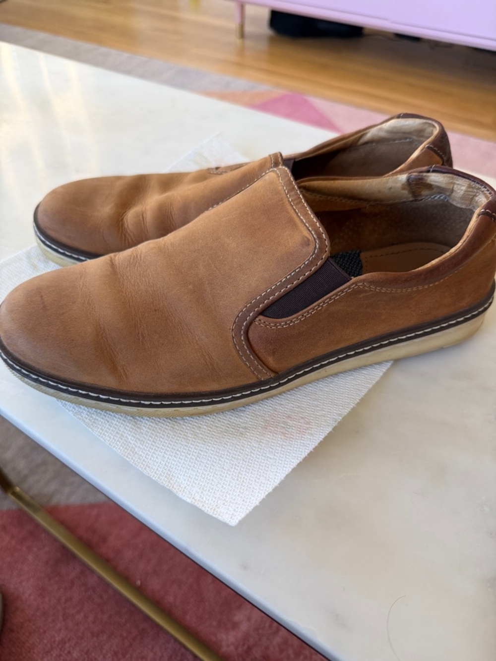 Johnston & Murphy brown sheepskin slip on - Picture 2 of 8